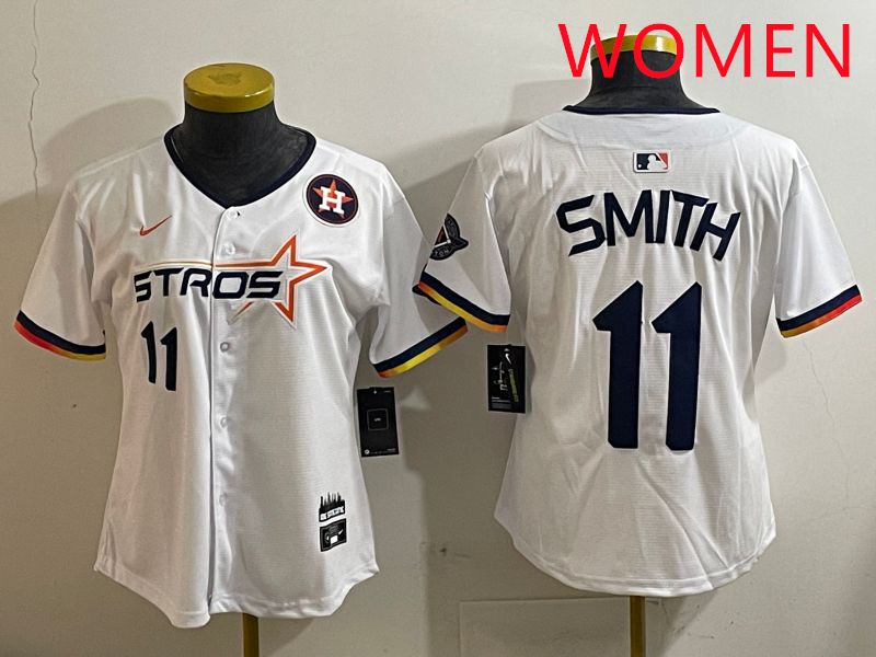 Women Houston Astros #11 Smith White three generations Joint Name Nike 2025 MLB Jersey style 6